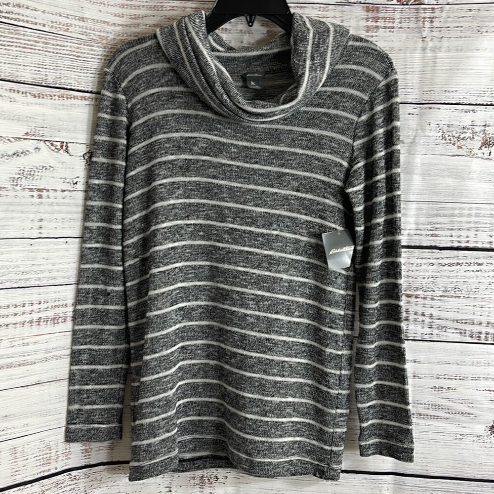 Eddie Bauer Sweater Womens striped cowl neck